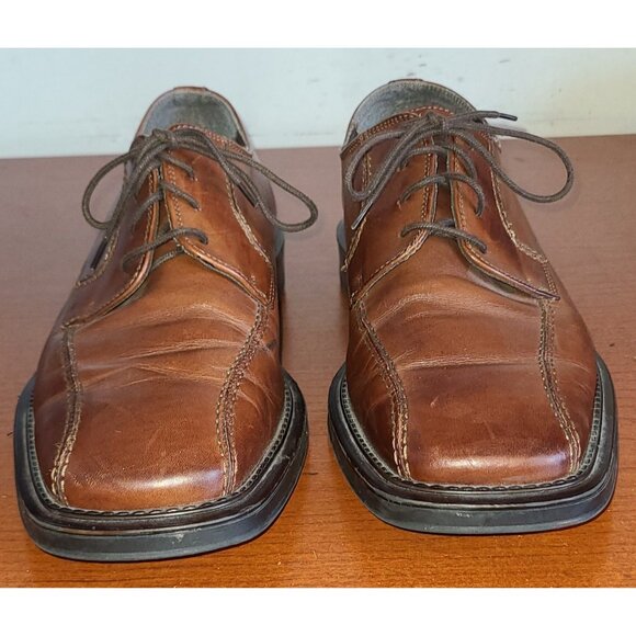 Men's SKECHERS MAESTRO Shoes Sz.10 Lace-Up Italian Brown Square Bicycle Toe - Picture 2 of 11